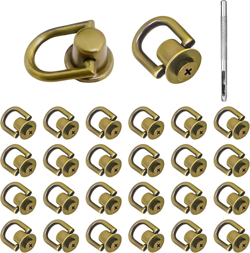 INKNOTE Rivets D Ring Stud Screw Ball Post Head Buttons Stud Screw, Metal Ring with Hole Punch DIY Backpack Purse Craft - Image 1